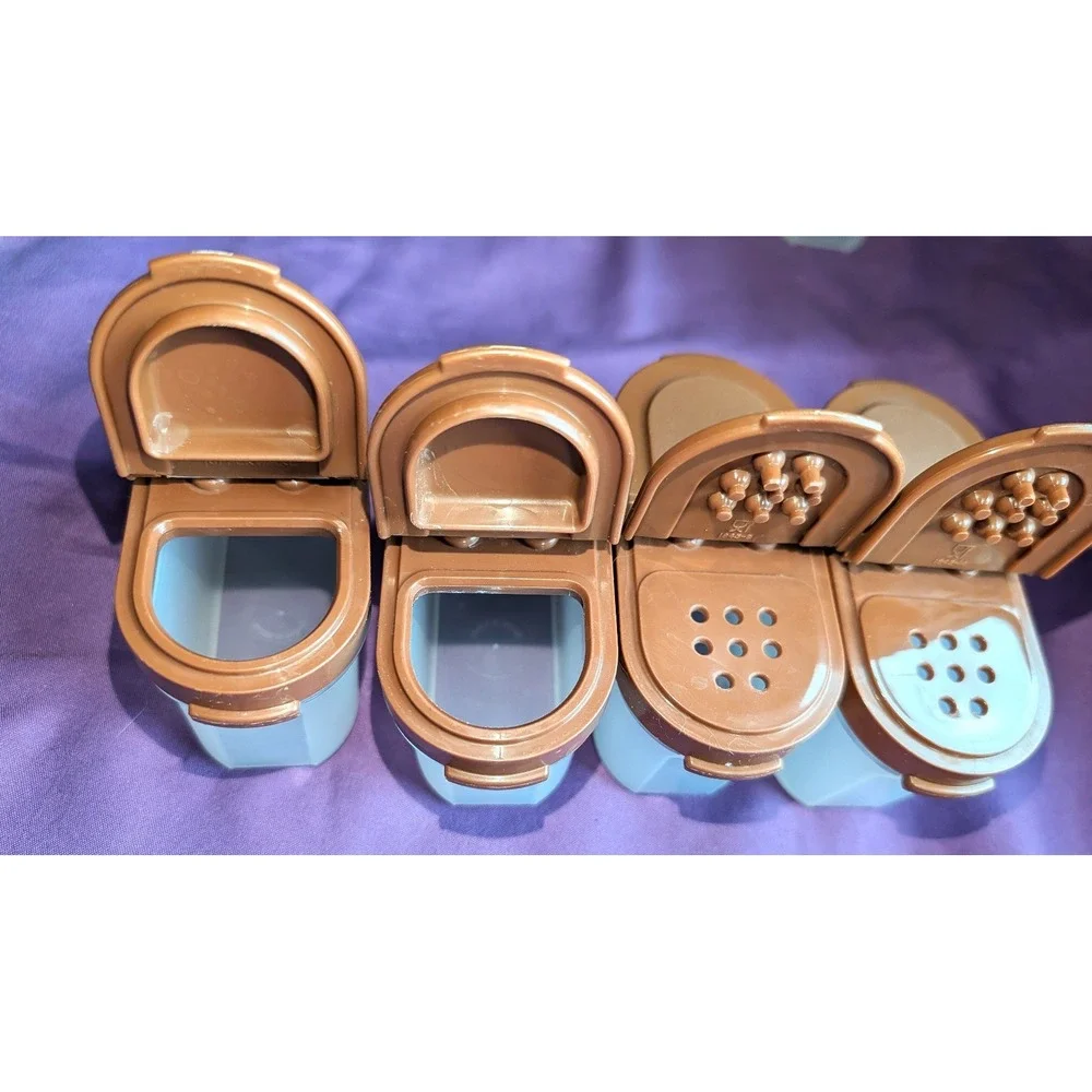 Vintage Tupperware Brown 8pc Modular Mates Spice Rack Wall Mount 1843 1845